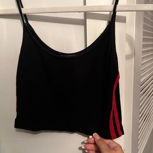 brandy melville black tank with red stripes